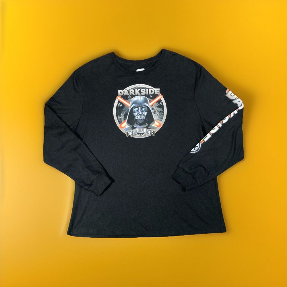 Star Wars Darth Vader Darkside Long-Sleeved Shirt Black Mens Size XL